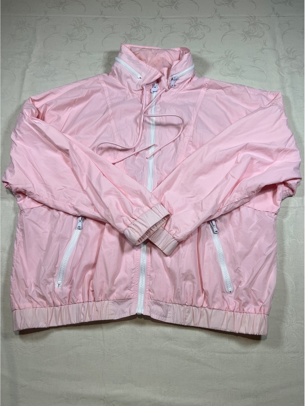 Womans Fabletics Pink Full Zip Hooded Windbreaker Rainproof Size XL